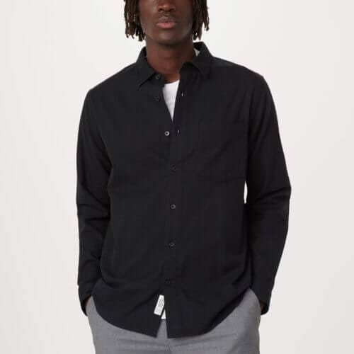 Frank And Oak The Yak Wool Flannel Shirt in Black