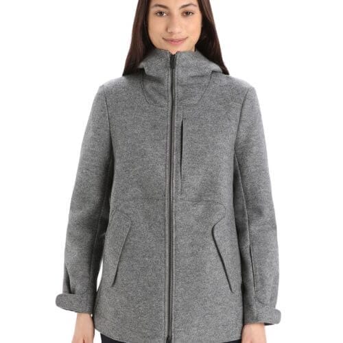 Icebreaker Felted Merino Hooded Jacket - Woman - Gritstone Heather - Size XS