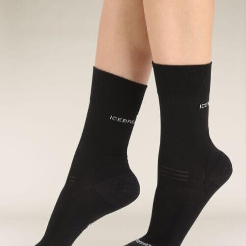 Icebreaker Merino Hike Liner Crew Socks - Woman - Black - Size L