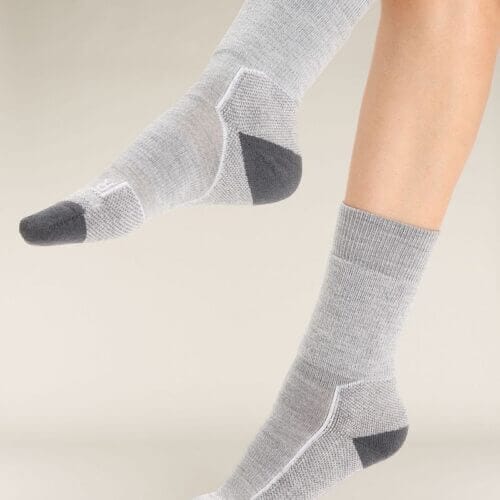 Icebreaker Merino Hike+ Medium Crew Socks - Woman - Blizzard Heather - Size L