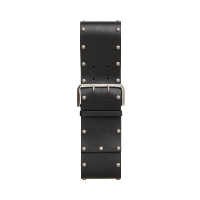 Nudie Jeans Sanna Leather Belt Wide Studs Black Women's Organic Belts 100 cm Sustainable Clothing