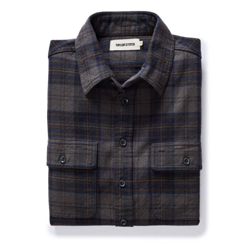 The Ledge Shirt in Heather Granite Plaid