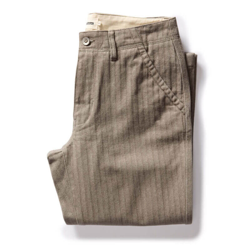 The Morse Pant in Smoked Olive Herringbone