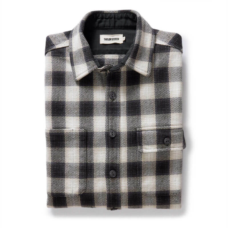 The Moto Utility Shirt in White Smoke Plaid