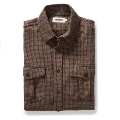 The Saddler Shirt in Burnt Caramel Check Wool