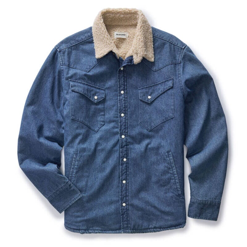 The Western Shirt Jacket in Washed Indigo