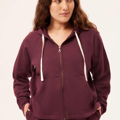 Wine 50/50 Cropped-Zip Hoodie