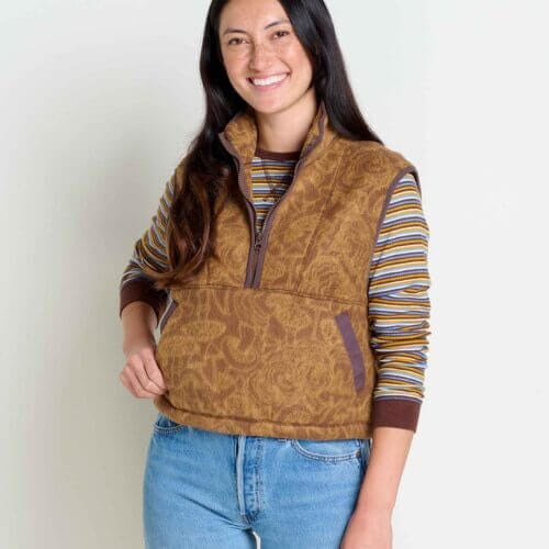 Women's Campo Fleece Vest Chestnut Mushroom Print / XS