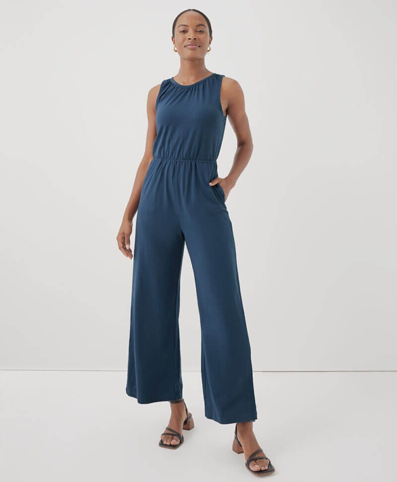 Women's French Navy Luxe Jersey Cut-Out Jumpsuit 3XL