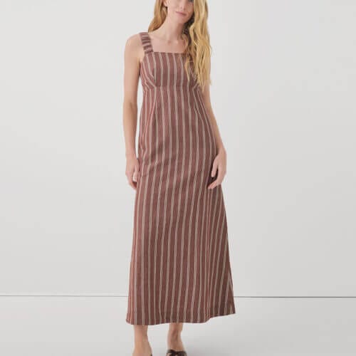 Women's Mahogany Stripe Canopy Linen Blend Tank Dress 3XL