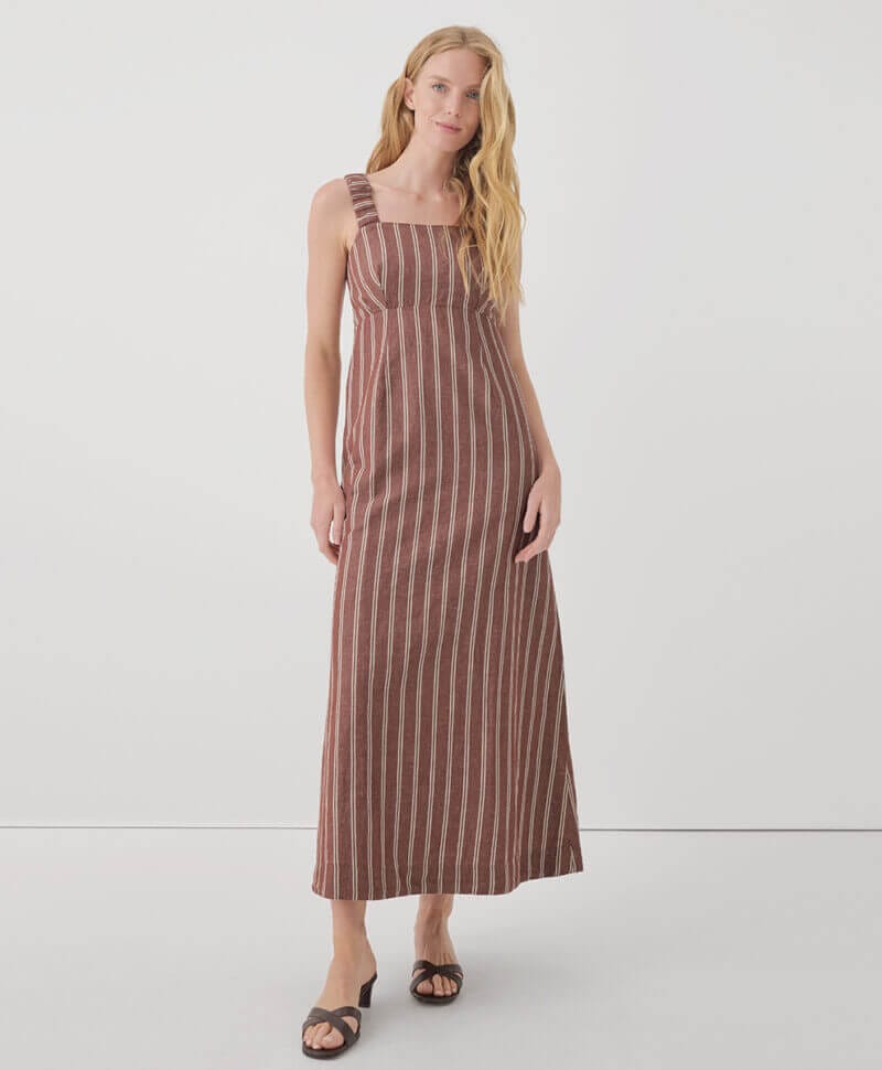 Women's Mahogany Stripe Canopy Linen Blend Tank Dress 3XL