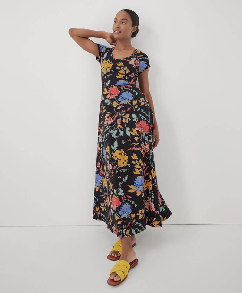 Women's Nightfall Blooms Fit & Flare Crossback Maxi Dress XS