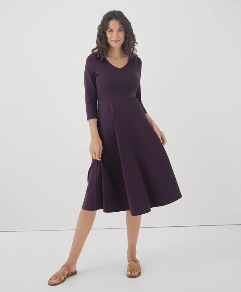 Women's Plum Fit & Flare Party Midi Dress H3