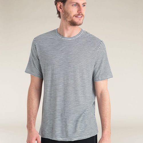 Icebreaker Merino Linen T-Shirt Stripe - Man - Snow/midnight Navy