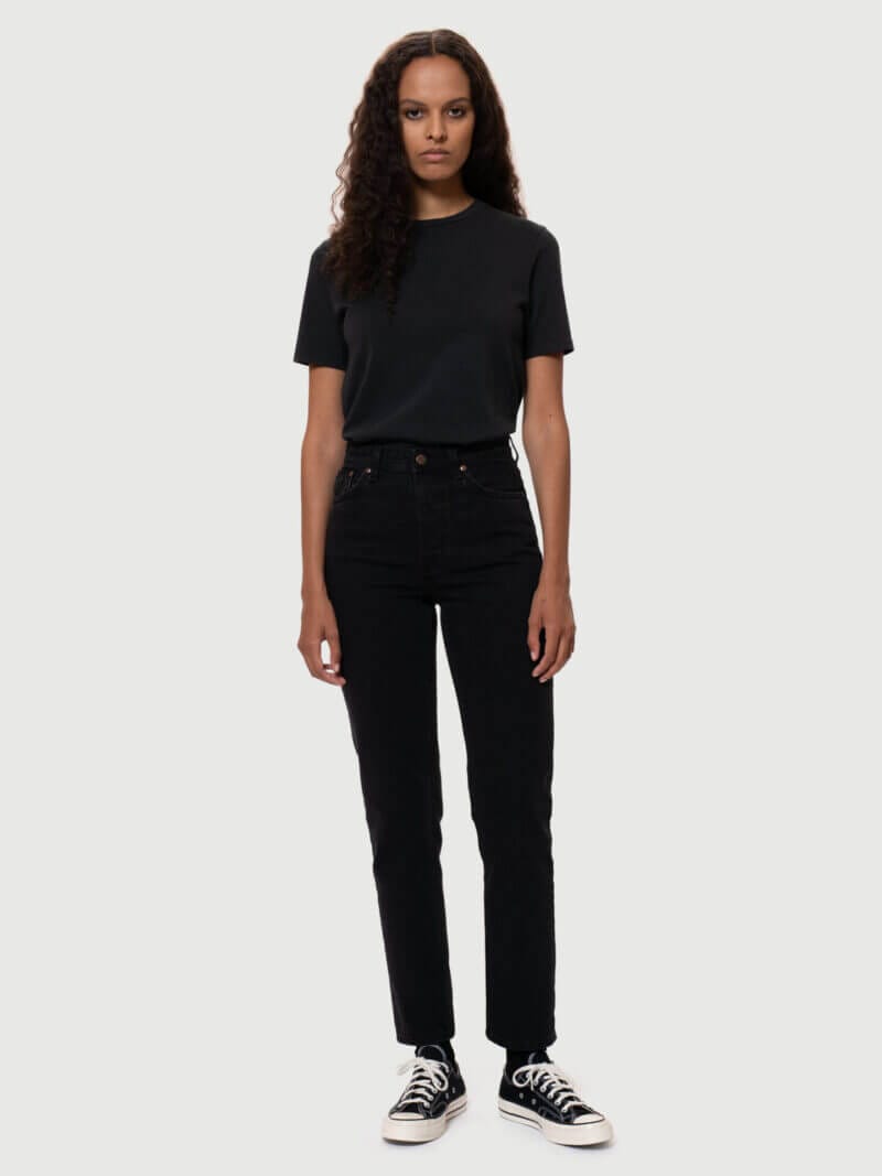 Nudie Jeans Breezy Britt Aged Black High Waist Regular Tapered Fit