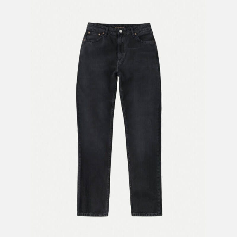 Nudie Jeans Lofty Lo Vintage Black Mid Waist Relaxed Straight Fit