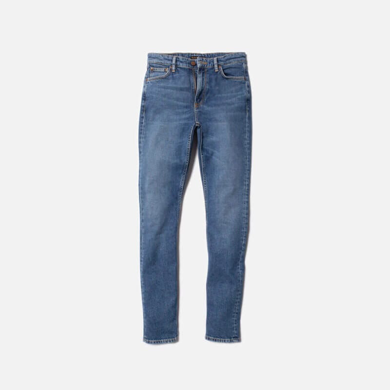Nudie Jeans Mellow Mae Blue Mud Slim Fit Mid Waist Straight Fit