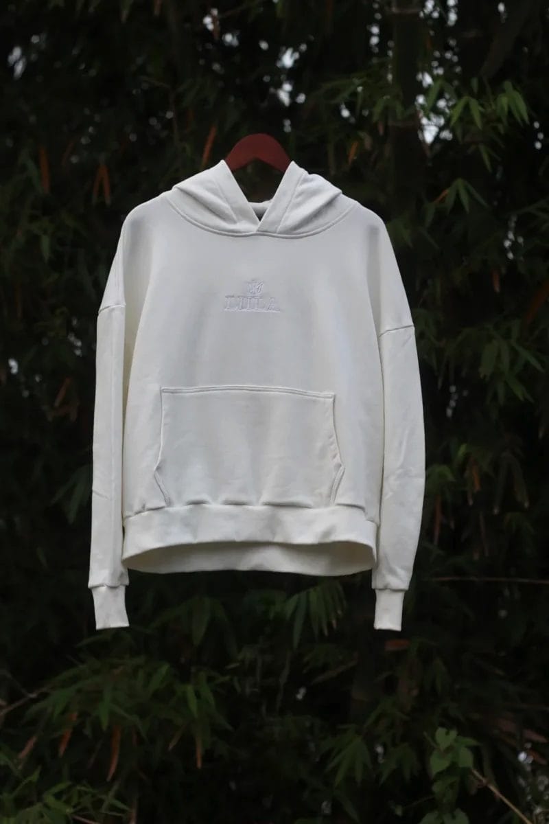 Oversized Off-White Bamboo Hoodie - Unisex front view