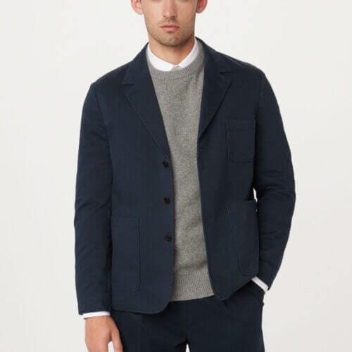 Frank And Oak The 3-Button Twill Blazer in Deep Blue