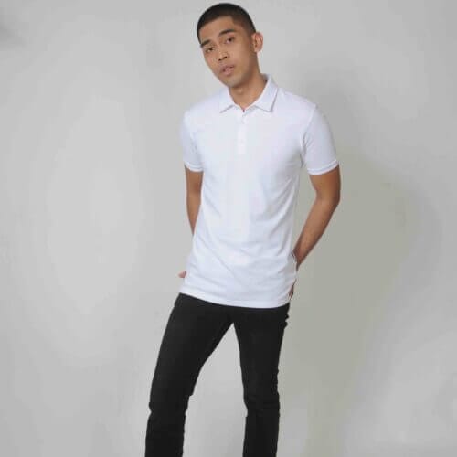 Organic Tall Slim Pique Polo Shirt (White) by just tall