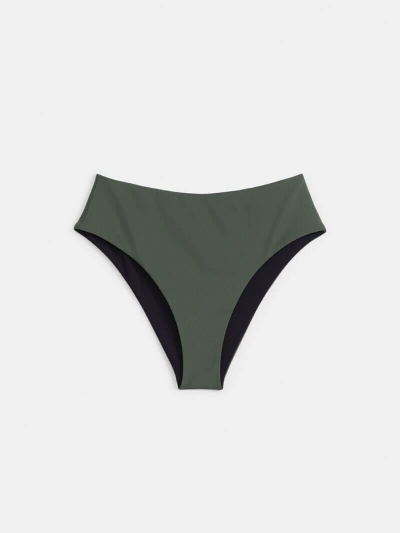 Frank And Oak The High Waist Reversible Bikini Bottom in Dark Green