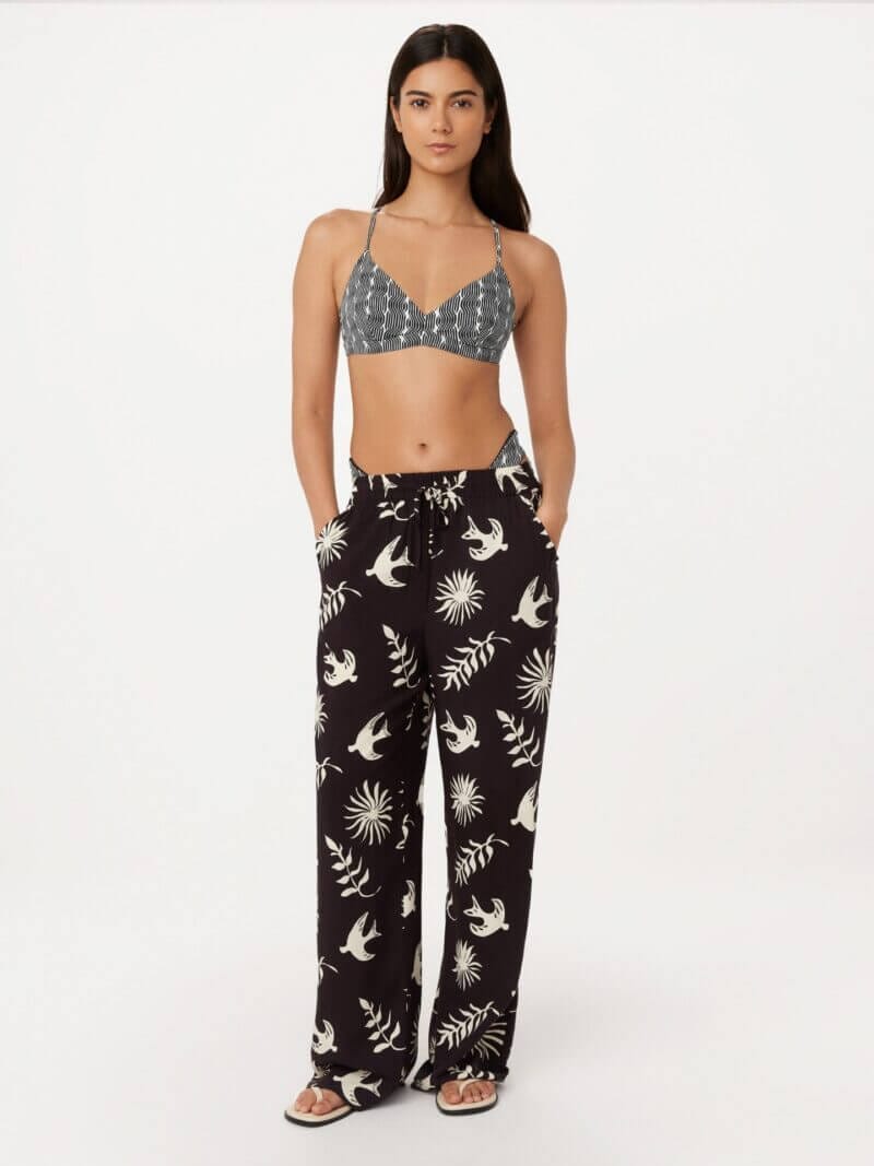 Frank And Oak The Printed Triangle Bikini Top in Black