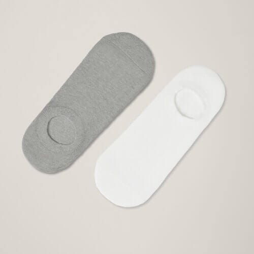 Men's White/Heather Grey No-Show Socks 2-Pack 1S