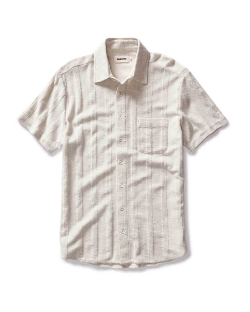 The Short Sleeve California in Heather Ash Pointelle Stripe