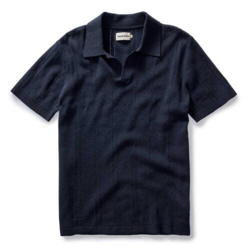 The Valencia Sweater Polo in Dark Navy Rib