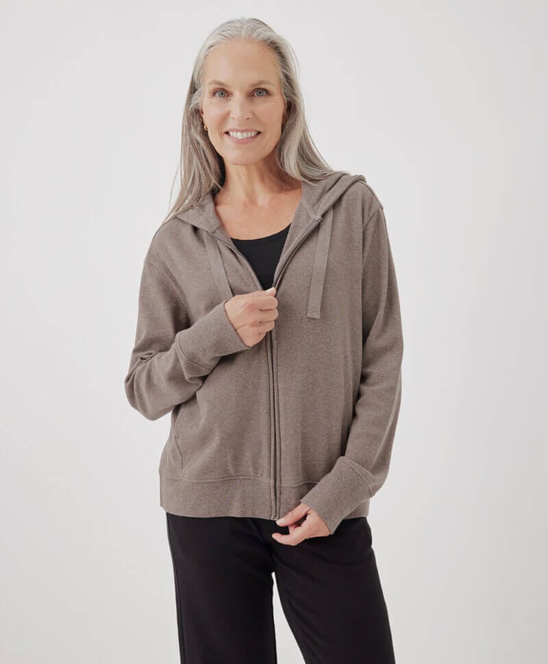 Women's Deep Taupe Heather Airplane Zip Hoodie 2XL