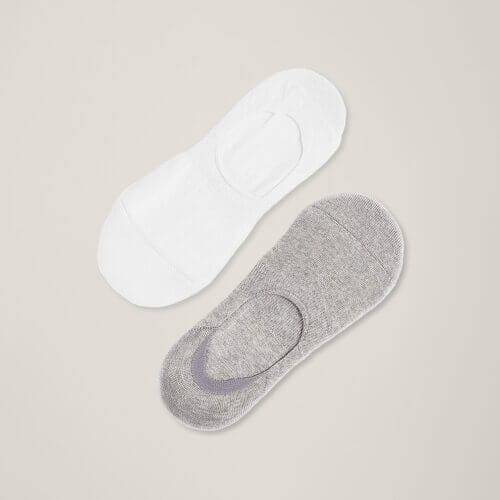 Women's White/Heather Grey No-Show Socks 2-Pack 1S