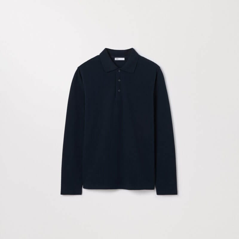 The Long Sleeve Pique Polo Dark Navy