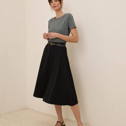 Women's Black Fit & Flare Midi Skirt 3XL