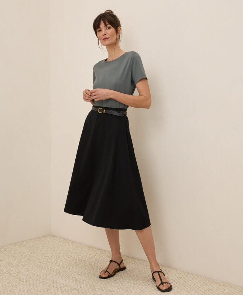 Women's Black Fit & Flare Midi Skirt 3XL