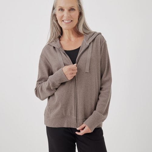 Women's Deep Taupe Heather Airplane Zip Hoodie 2XL
