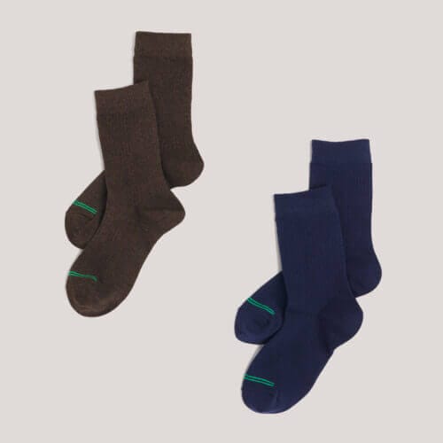 Women's Maritime Navy/Brown Crew Socks 2-Pack 1S