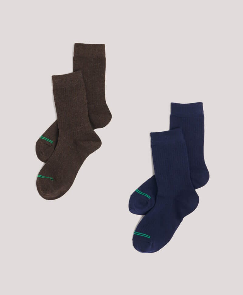 Women's Maritime Navy/Brown Crew Socks 2-Pack 1S