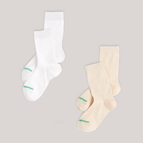 Women's White/Cream Crew Socks 2-Pack 1S