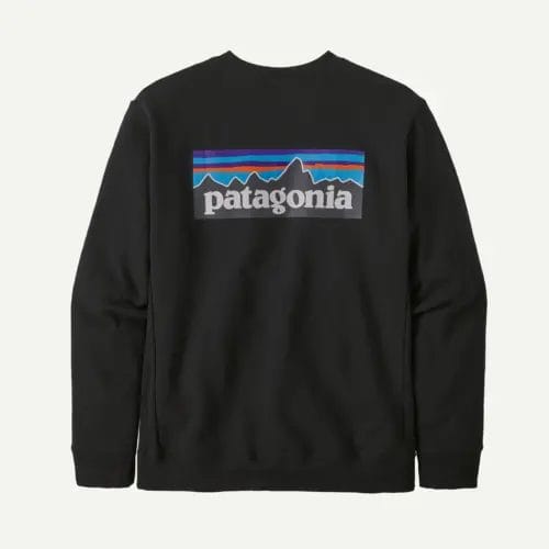 Patagonia P-6 Logo Uprisal Fleece Crewneck Sweatshirt in Black