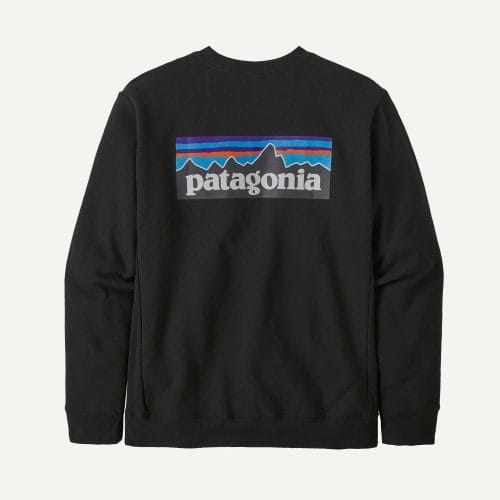 Patagonia P-6 Logo Uprisal Fleece Crewneck Sweatshirt in Black