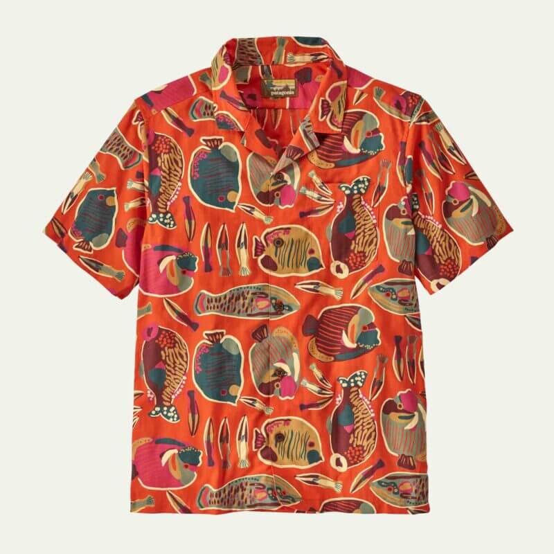 Patagonia Men's Tidal Threads Button-Down Camp Shirt in Pollinator Orange