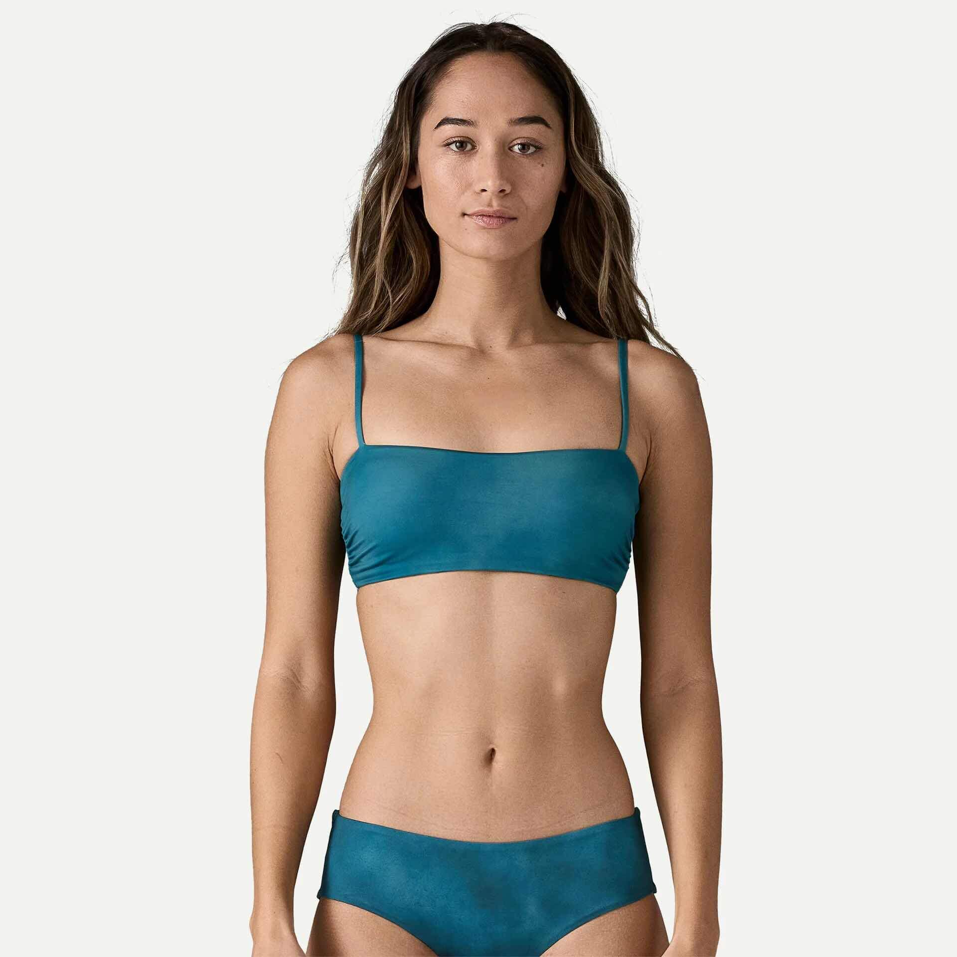 Patagonia Women's Sunrise Slider Bandeau Bikini Top in Tidal Teal