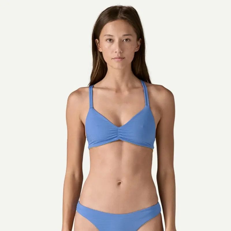 Patagonia Women's Reversible Seaglass Bay Halter Bikini Top in Abundant Blue
