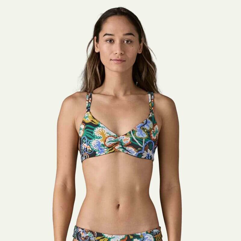 Patagonia Women's Reversible Seaglass Bay Halter Bikini Top in Black