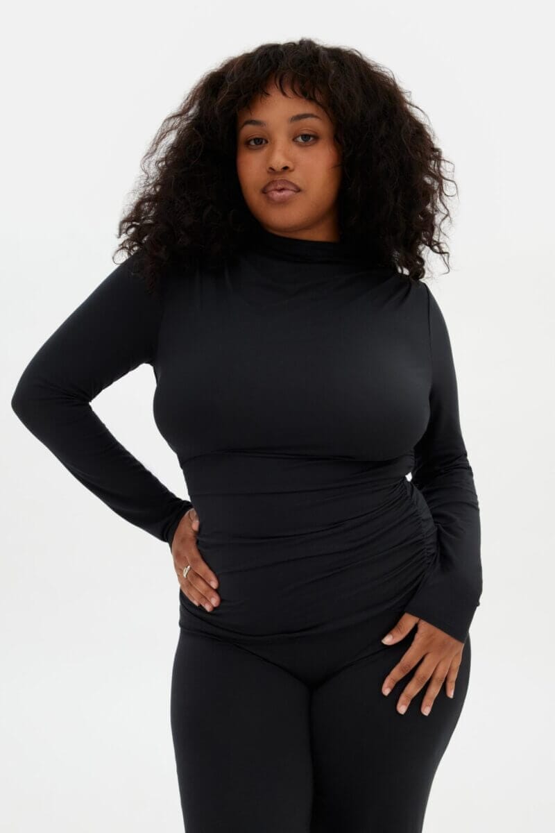 Black Taylor Gathered Top