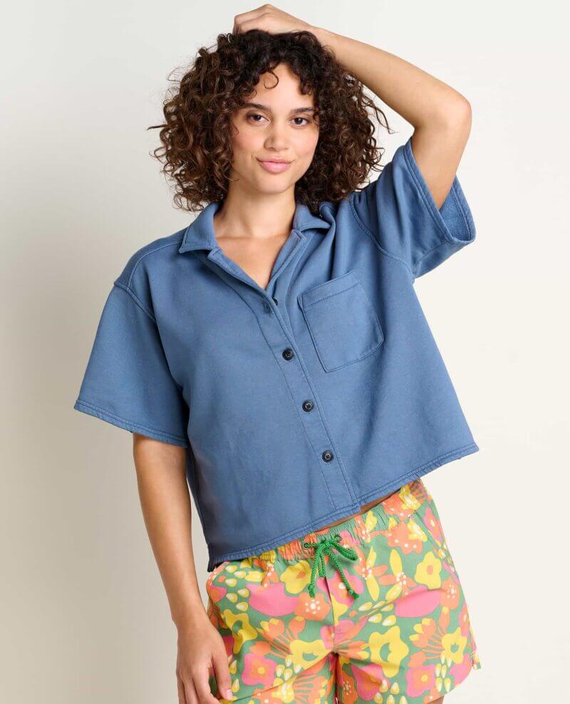 Hemp Daybreaker Short Sleeve Shirt Pacific Blue / M