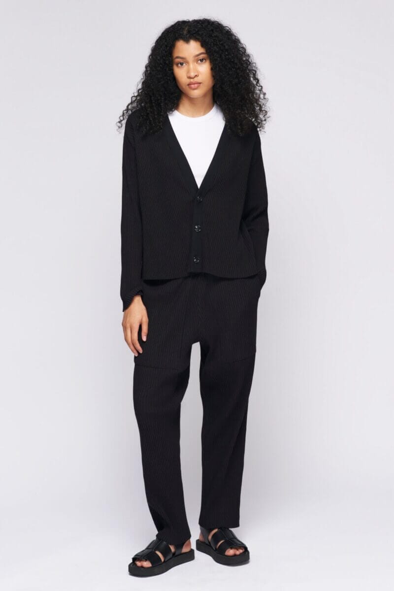 Kotn Unisex Nile Rib Cardigan in Black, Size XL