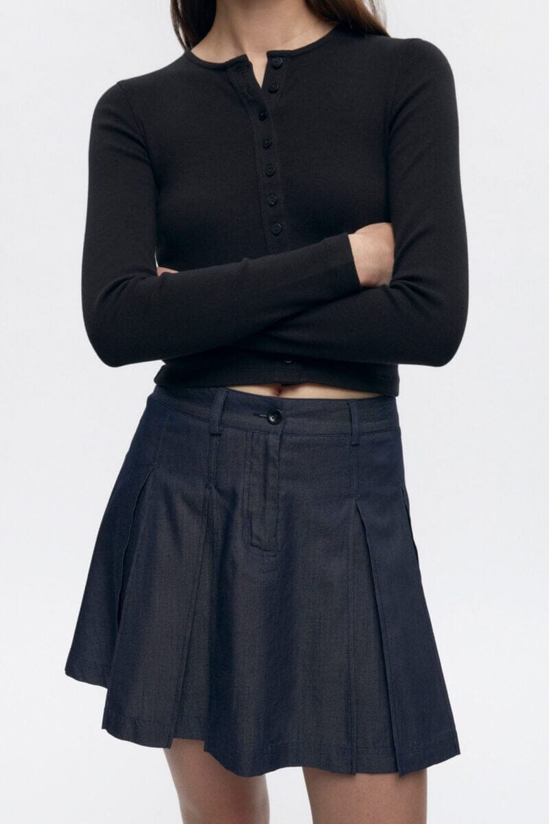 Kotn Women's Dendera Denim Pleated Mini in Raw, Size 2