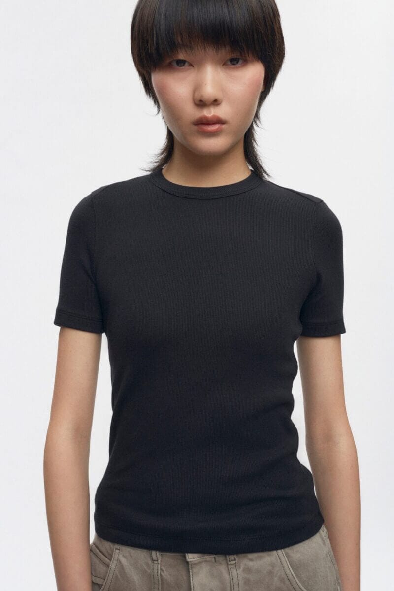 Kotn Women's Fitted Rib T-Shirt in Black, Size Small