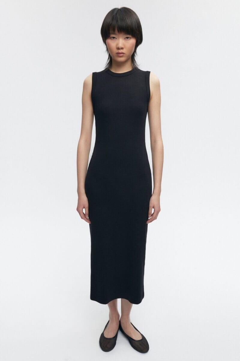 Kotn Women's Midi Racer Dress in Black, Size XS, Egyptian Cotton